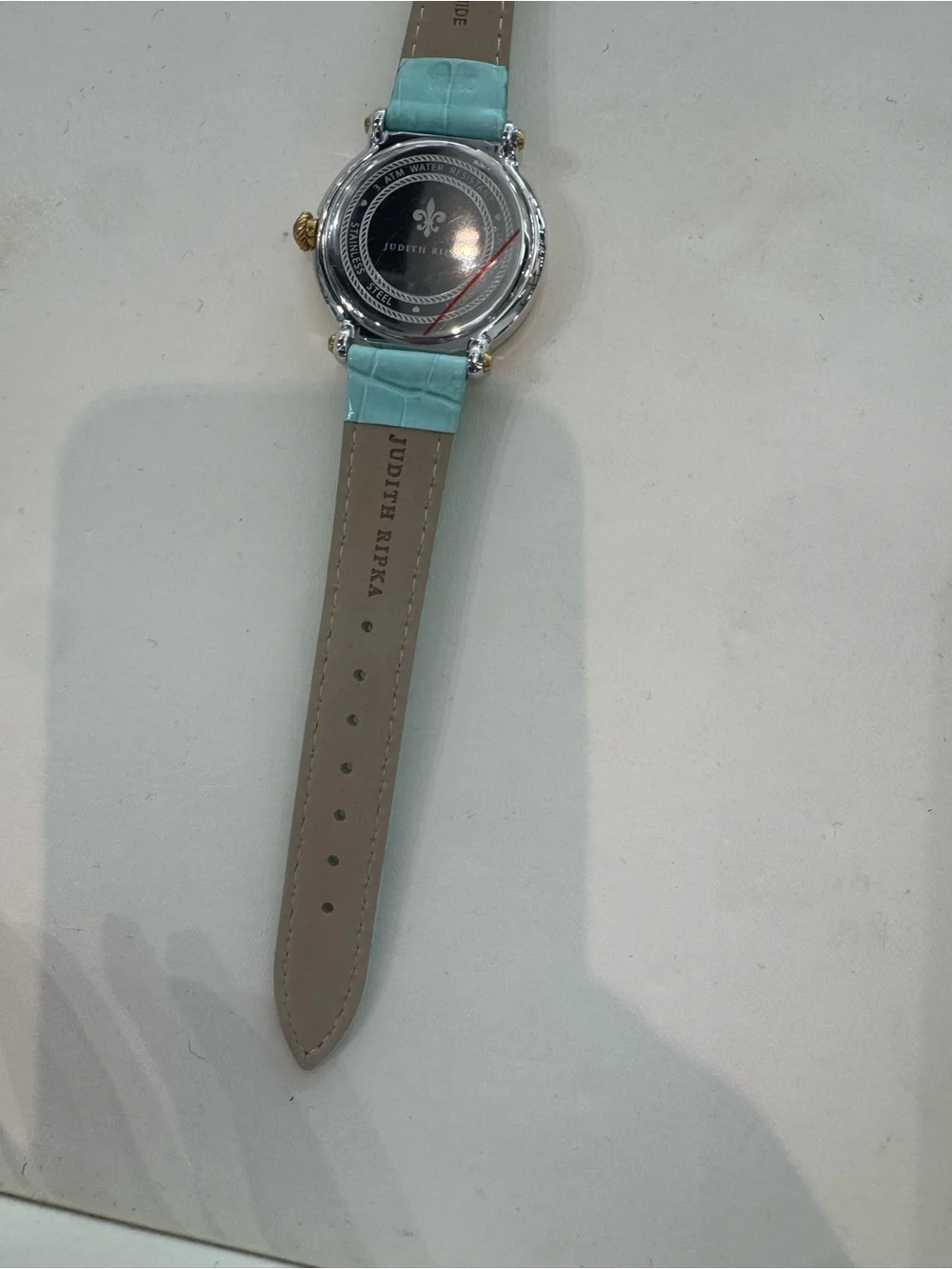 New Judith Ripka Oasis Cushion Case Turquoise Leather Diamonique Watch